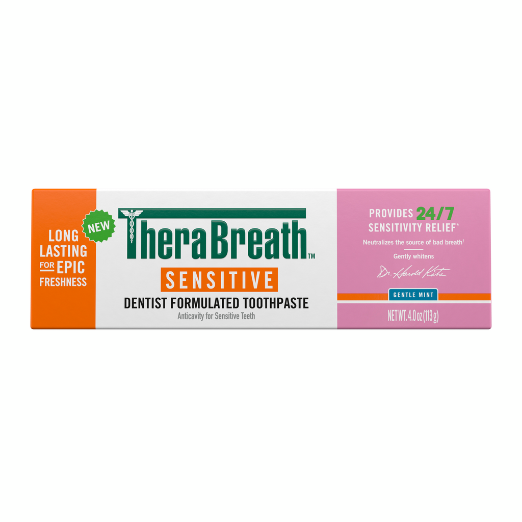 TheraBreath Sensitive Toothpaste, 24/7 Sensitivity Relief (1), With Fluoride for Anticavity Protection, Gentle Mint, 4 Oz 1JLf