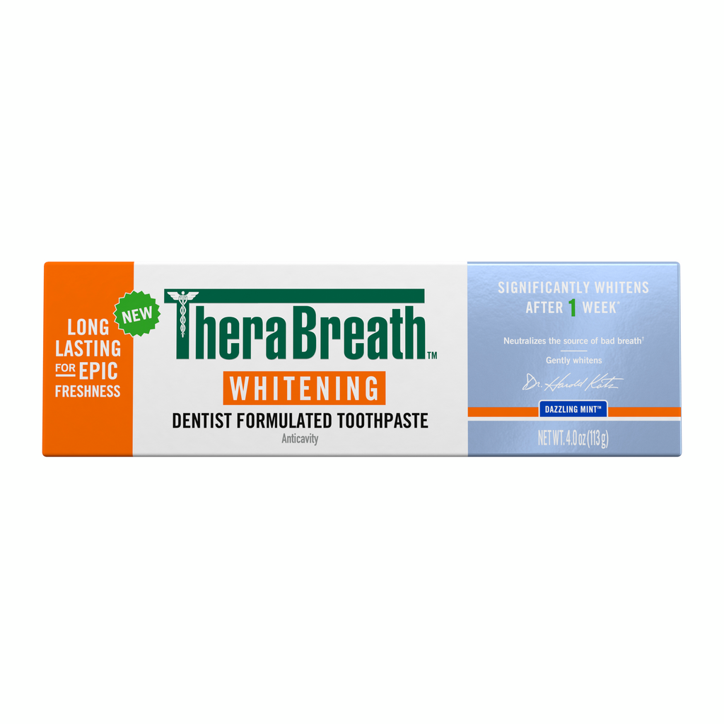TheraBreath Whitening Toothpaste, Peroxide-Free & Anticavity, Dazzling Mint gPw6