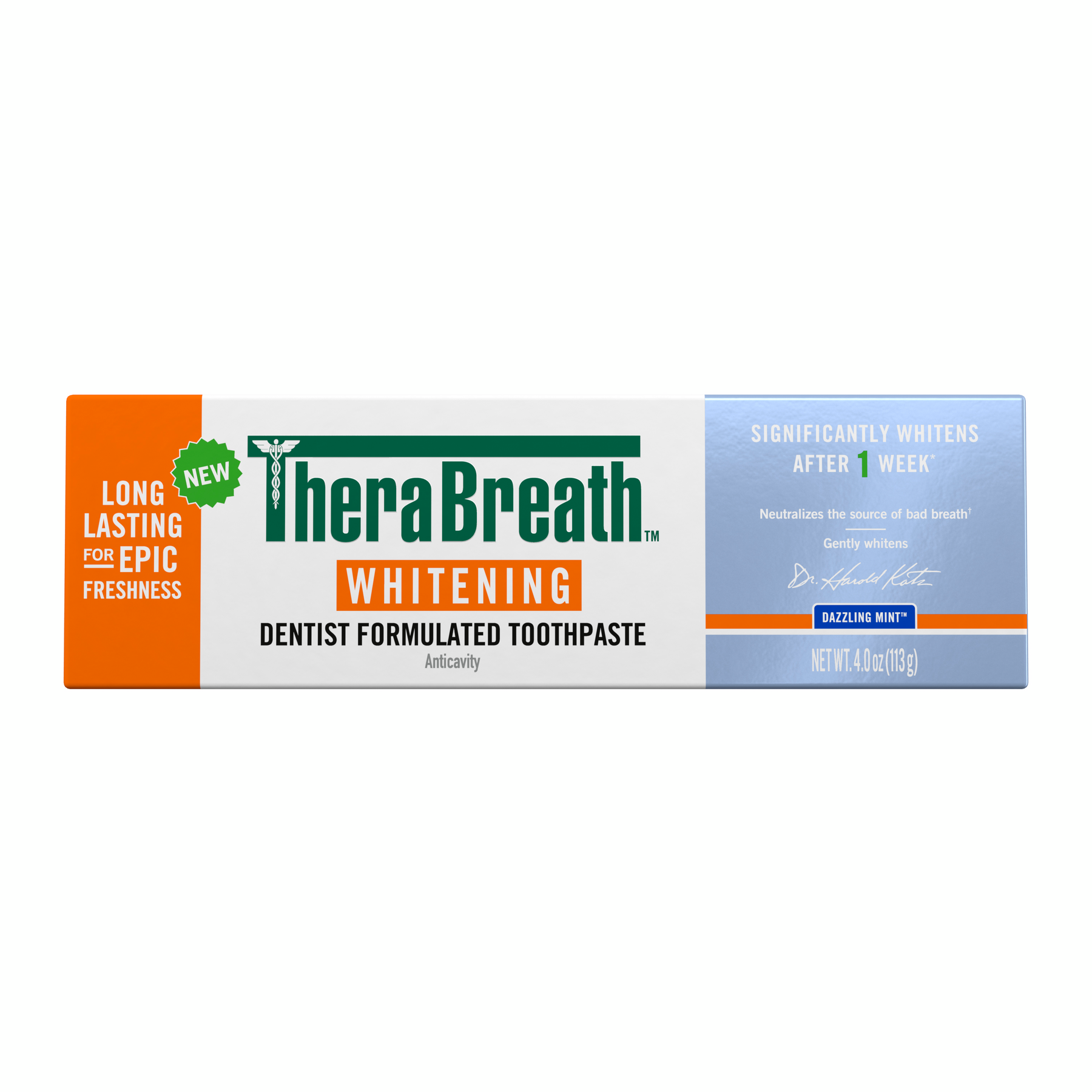 TheraBreath Whitening Toothpaste, Peroxide-Free & Anticavity, Dazzling Mint gPw6